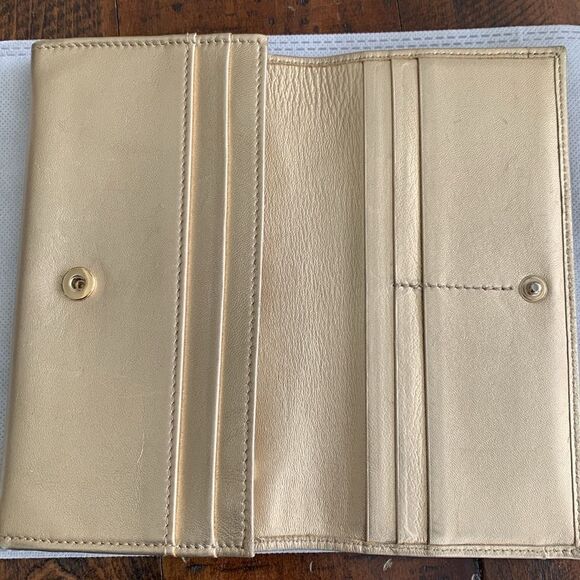 Jimmy Choo Gold Leather Bifold Wallet – Authentic Metallic Glitter Clutch - COA - Picture 8 of 12